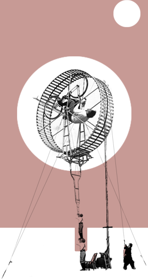 Collage of a first time buyer in London going round in circles inside a giant wheel