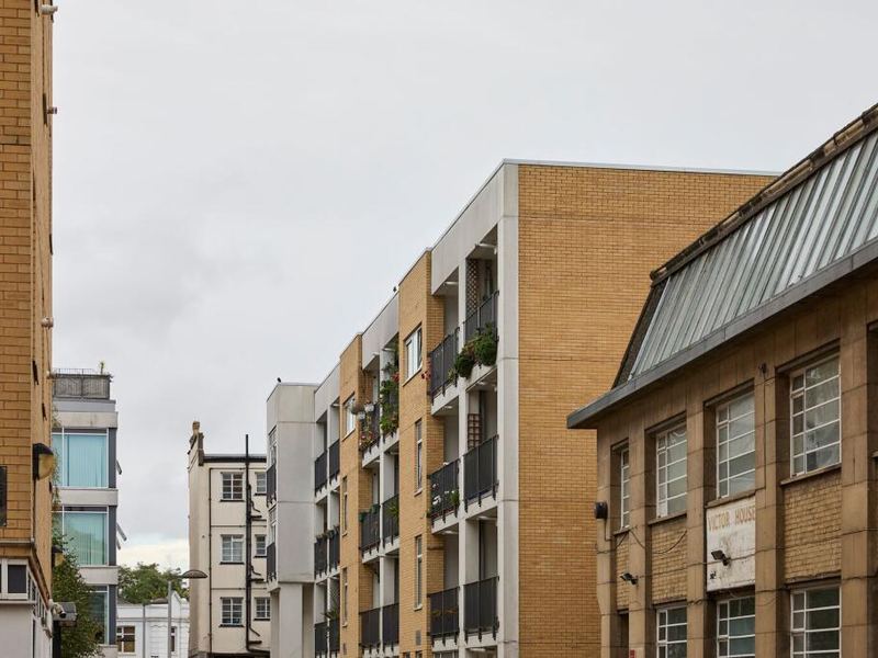 Brick and glass flats in London Fields